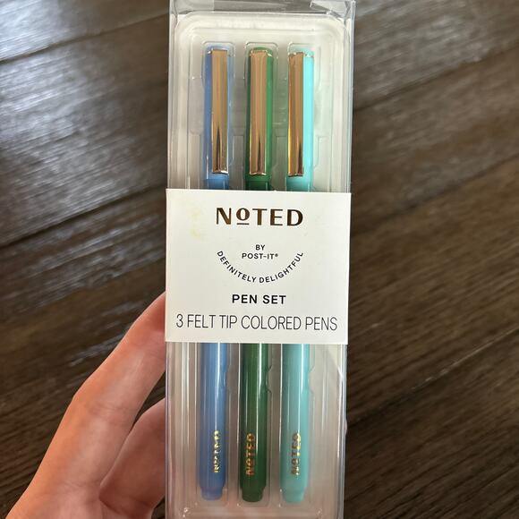 NOTED by Post-it 3 Felt Tip Colored Pens 3 Blue, Green & Turquoise - Picture 3 of 5